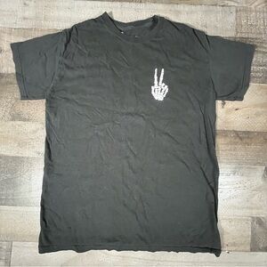 Bowery Supply Co. Black Graphic Tee With Skeleton Hand Size Medium